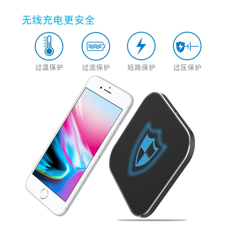 Cargador inalámbrico cuadrado de 10W/15W/20W, espejo acrílico, carga rápida, comercio electrónico transfronterizo, cargador inalámbrico de escritorio, venta al por mayor