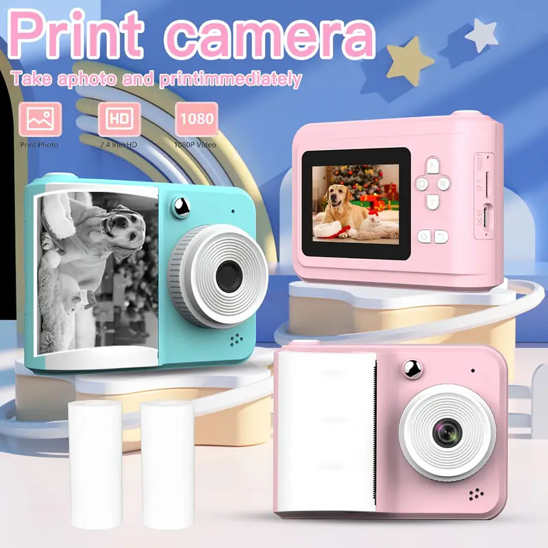 跨境专供拍立得打印数码相机儿童迷你照相机高像素玩具手机摄像机