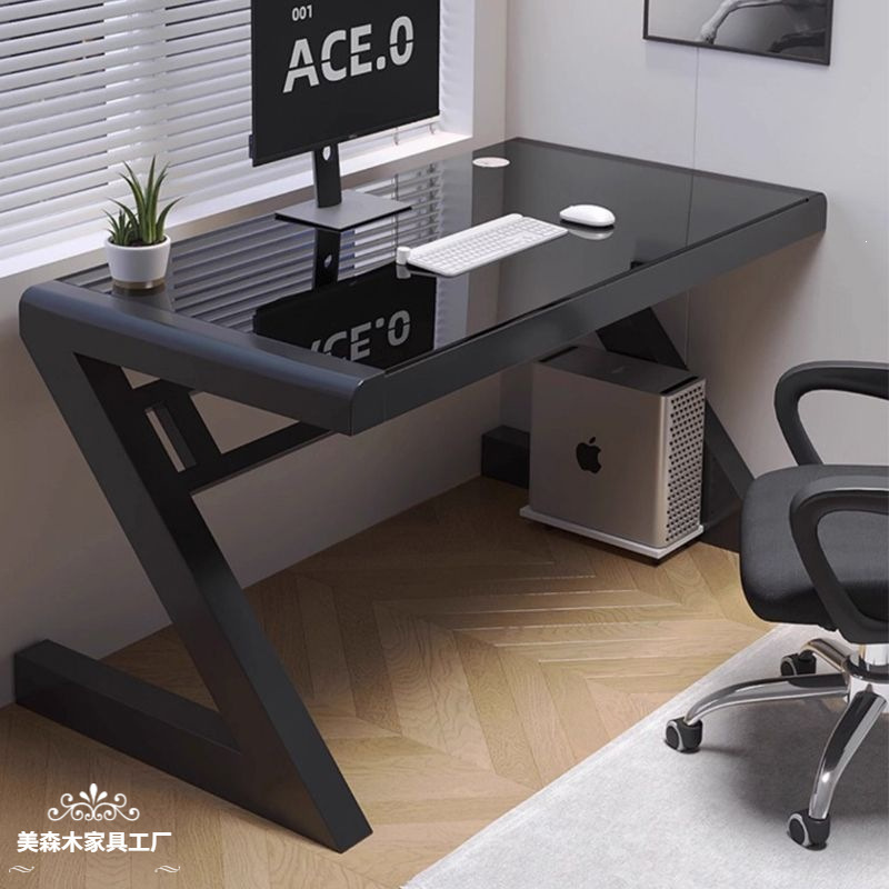 Simple Modern Desktop Computer Desk, Tempered Glass Writing Desk, Simple Study Desk, Office Desk, High-End Gaming Desk Simple Modern Desktop Computer Desk, Tempered Glass Writing Desk, Simple Study Desk, Office Desk, High-End Gaming Desk