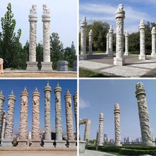 石雕盘龙柱青石罗马柱大型汉白玉华表柱园林文化浮雕动物雕塑