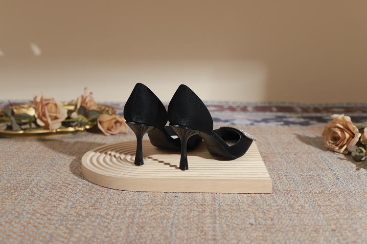 Stiletto Pumps Wedding Shoes Women's Crystal Square Pointed Heels_voghion.com