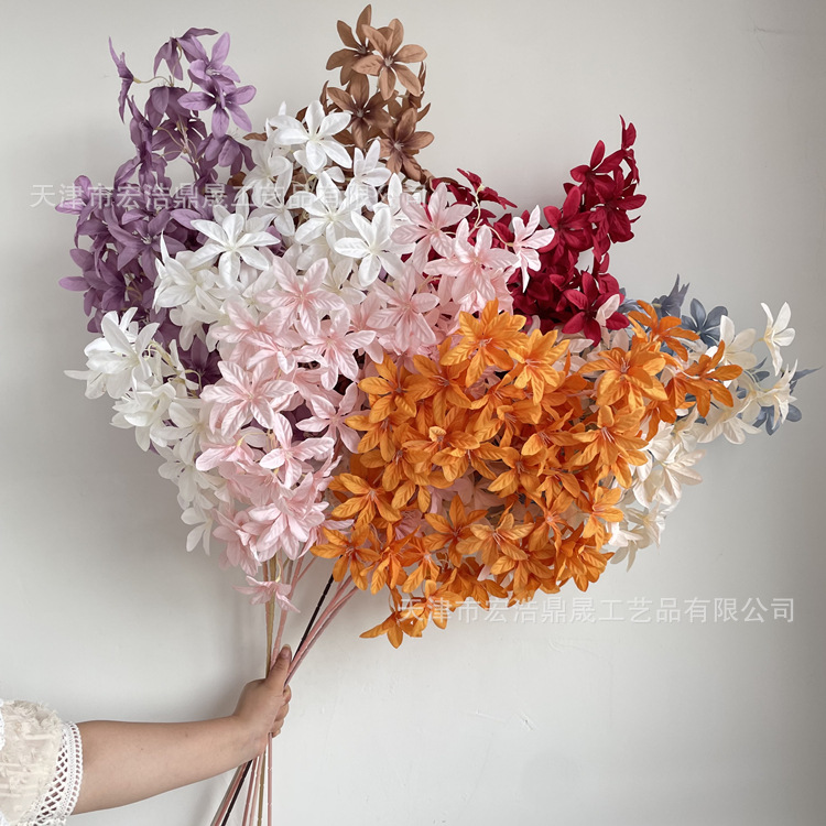 새로운 시뮬레이션 꽃 눈 매화 결혼식 강당 천장 높은 꽃 행 도로 장식 꽃 테이블 꽃