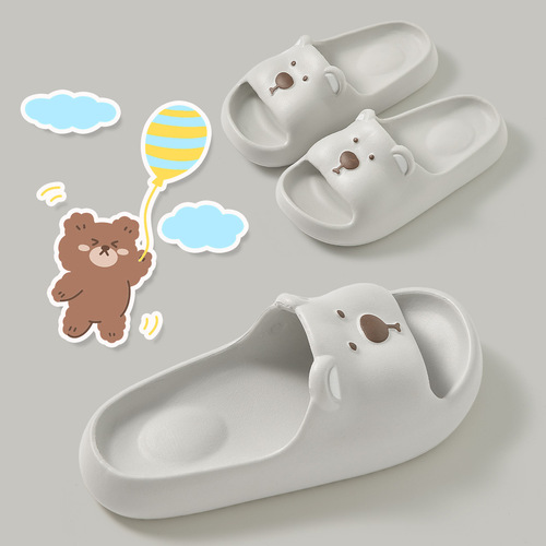 Cute Bear Children's Summer Slippers for Girls, Indoor Home Slippers with Non-Slip Bathroom Shower New Style Parent-Child Slippers