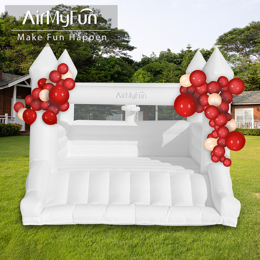 AMF | Cama de salto blanca inflable fiesta de bodas castillo boda hogar interior pequeño trampolín al aire libre propuesta de matrimonio