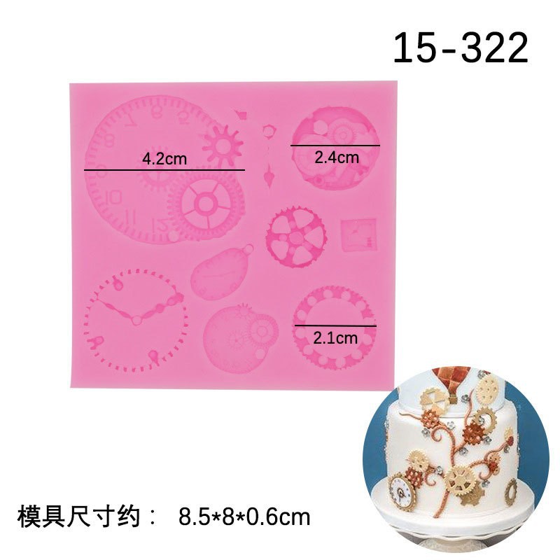 Reloj de tiempo engranaje molde de silicona chocolate fondant silicona punk mecánico molde para hornear pasteles yeso