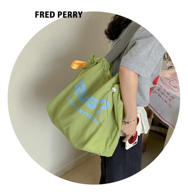 Fashionable and simple letter print large-capacity tote bag 2025 new style contrasting color versatile drawstring pleated single-shoulder bag undefined
