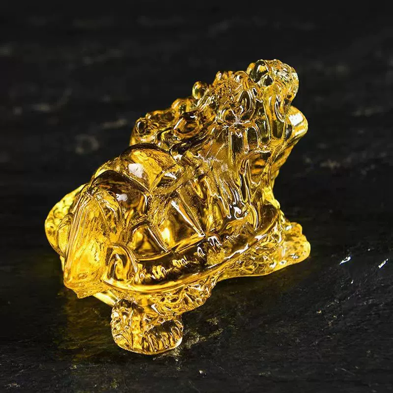 水晶龙龟元宝龙凤元宝琉璃摆件玄关卧室客厅办公室招财聚财工艺品