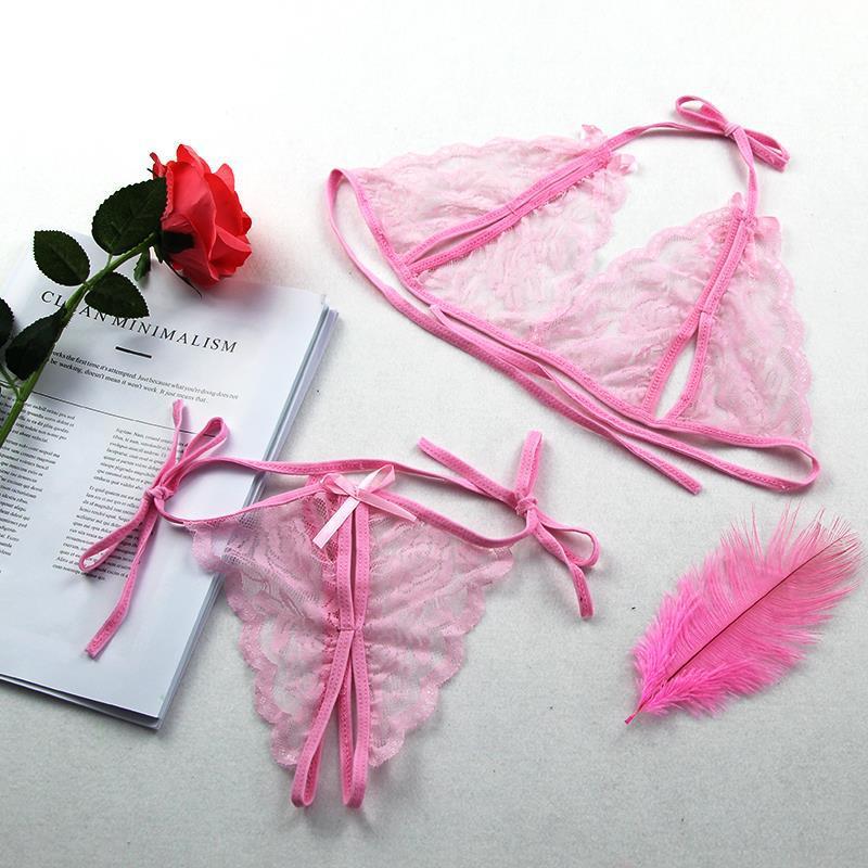 Más tamaño lencería sexy 300kg sexy Perspectiva de encaje ahueca hacia fuera tentación ropa interior sujetador ropa interior traje