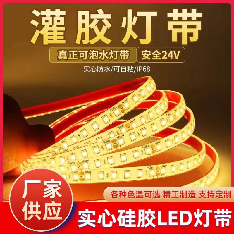 Solid Silicone Light Strip 24V Low Voltage Underwater Swimming Pool Light Strip Lighting Project Led Glue-Filled Outdoor Waterproof Light