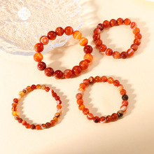 天然红条纹玛瑙手串红色缠丝轻奢简约男女饰品手链服饰配饰批发