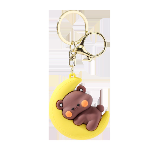 Creative small animal moon keychain, event promotional gift, night market stall small commodity keychain