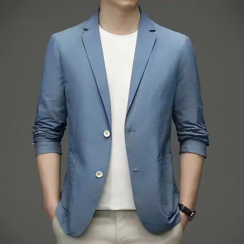 Summer Ice Silk Suit Men's Ultra-thin Casual Sun Protection Suit Small Suit Lightweight Spring and Autumn Single Western Jacket Top