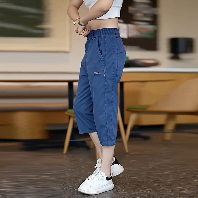 2025 New Men's Shorts Summer Tencel Cropped Pants Men's Summer Loose Sports Ice Silk Casual Mid-Pants