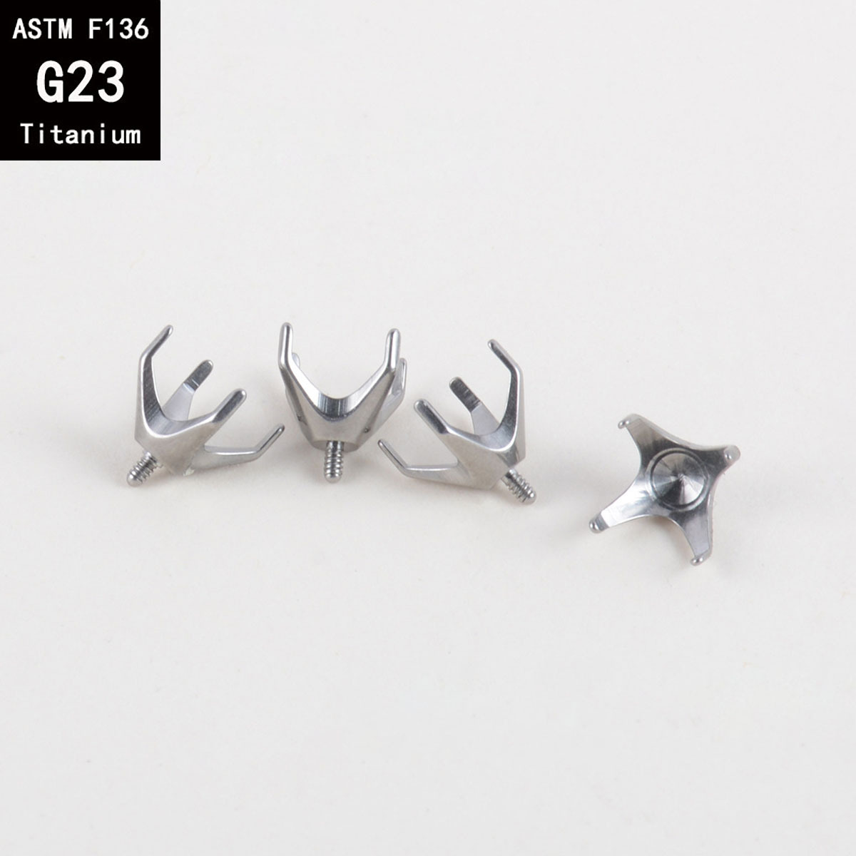 G23 Titanium Four-Claw Round White Stone Earring Empty Holder Externally Threaded DIY Piercing Accessories detail image 9