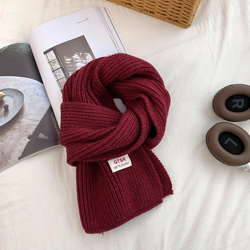 Bufandas coreanas 2025 nuevo engrosado calentamiento suave glutinoso clay azul sólido lana bufandas de cuello al por mayor