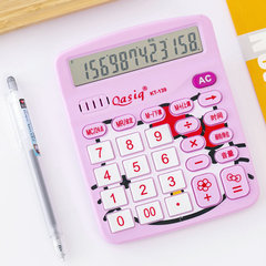 KT-138 Desktop Pink Cute Cat Head Calculator Cartoon Voice Computer with Real Human Voice