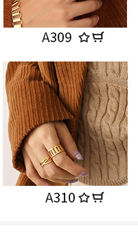 fashion hollow geometric ring necklace bracelet set titanium steel 18K gold plated jewelry