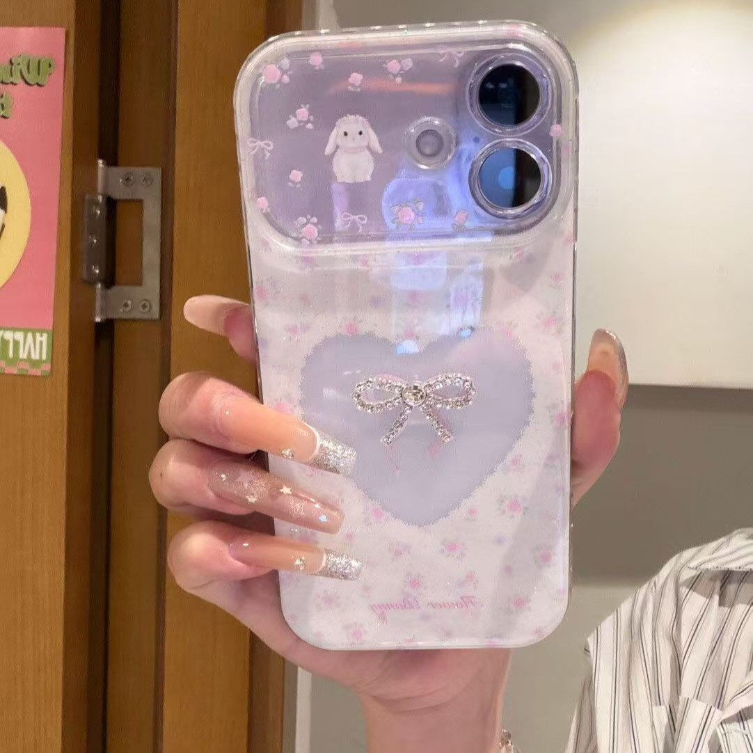 Love Heart Small Floral Bow Suitable for iPhone 17 Pro Max Phone Case New Model Apple 16 Anti-Drop 15/14
