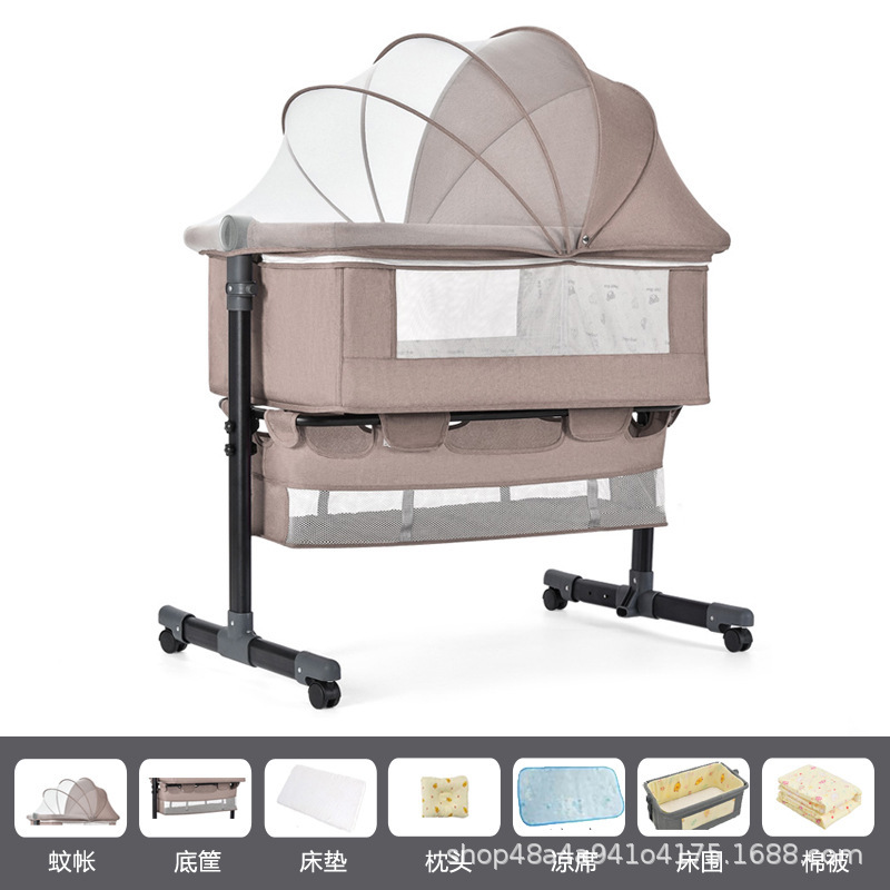 Cama multifuncional para recién nacidos, cama grande, cama para bebés, cuna plegable, elevación móvil y portátil image 13