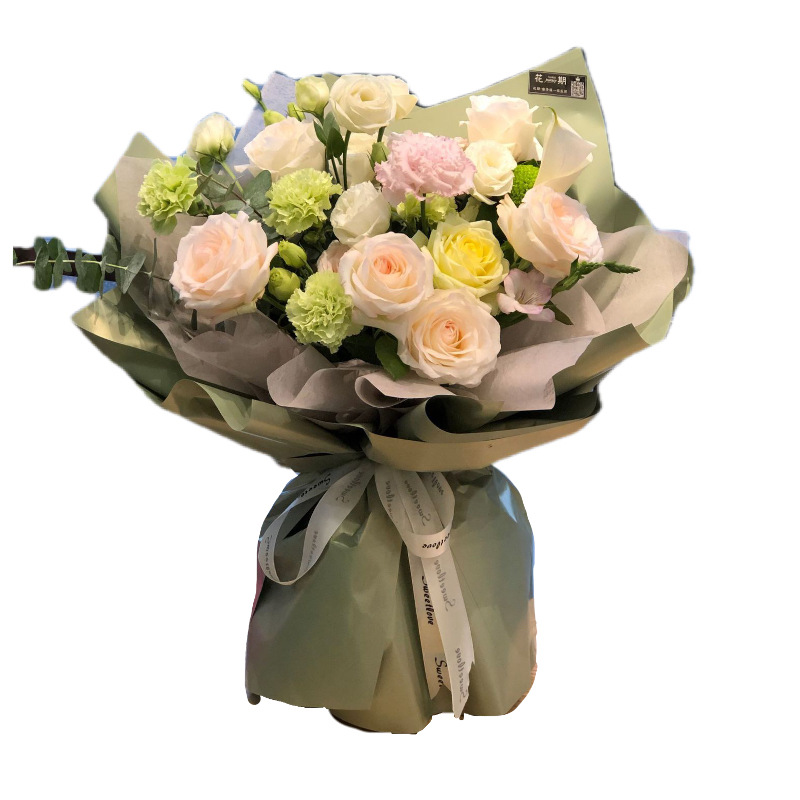 Nuevo papel de embalaje de luz dorada mágica de dos colores de doble cara impermeable papel de regalo de flores de Navidad en stock