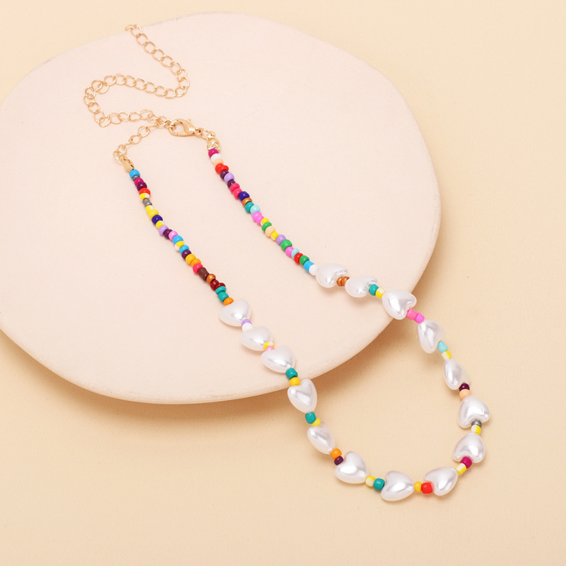 ethnic style heart pearl necklace bracelet combination setpicture7