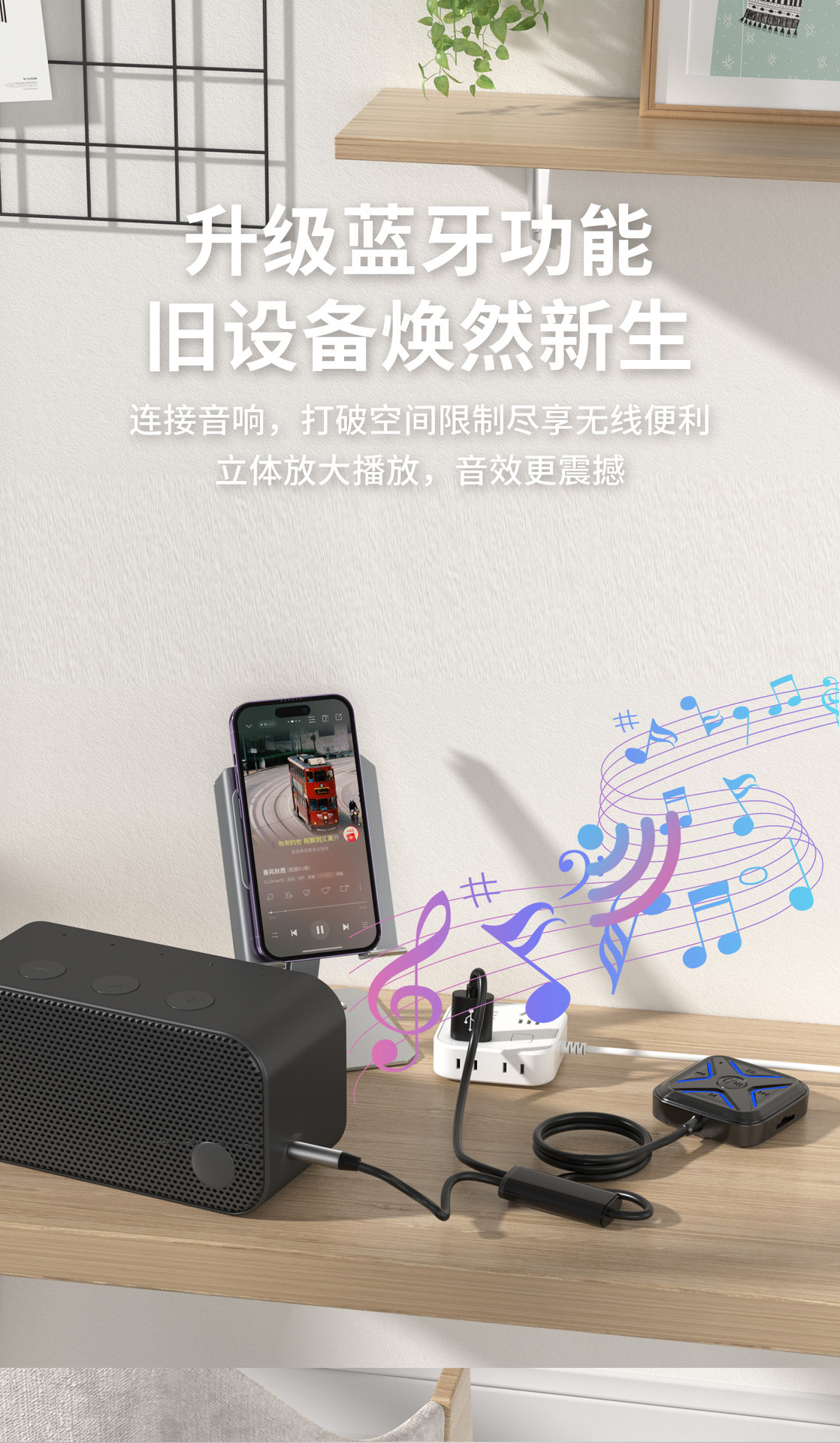 Car Universal Bluetooth 5.3 Receiver Converter, Lossless Stereo Car Audio Wireless Connection, Tf Card Playback