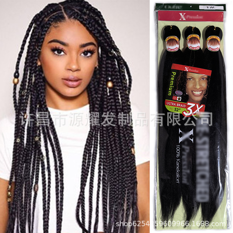 3Xeasy trenzada comercio exterior africano trenzada EZ seda de baja temperatura ignífuga gran trenzada conjunto de cabello de ganchillo al por mayor