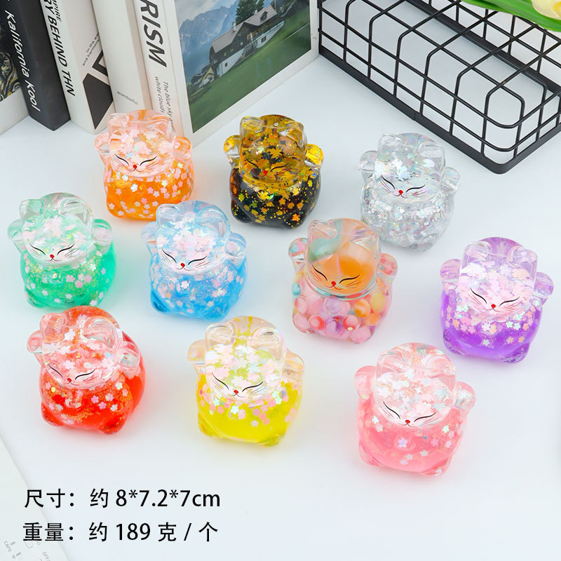 10.1cm 오일 럭키 캣 장식품(혼합)