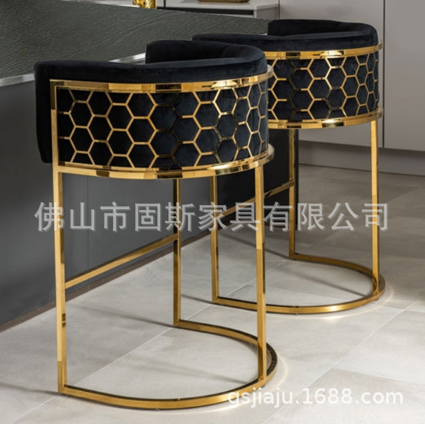 High-end fashion luxury high bar stool bar chair luxury high bar stool stainless steel high-end private club tall bar chair