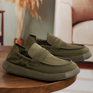 Factory direct supply men's spring and autumn bean shoes a pedal loafers men's increased frosted driving casual shoes wholesale