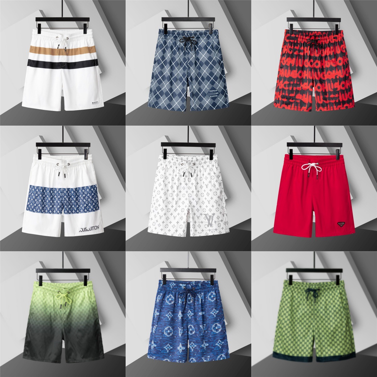 New cross-border style, high-quality, trendy, fashionable beach shorts with printed logo, light luxury, casual, and versatile.