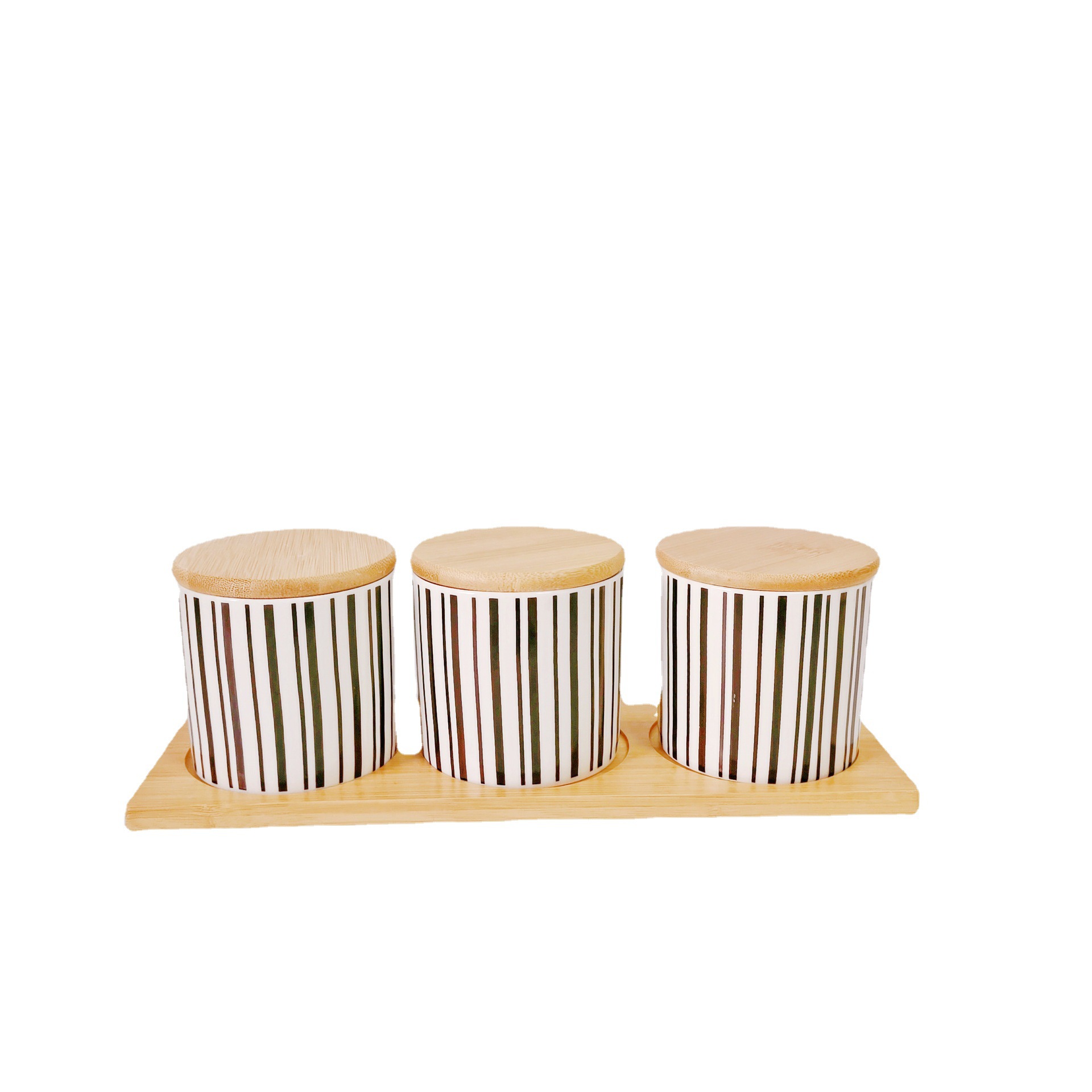 Simple Oriente Medio Exportación de cerámica sellada Jar cocina condimento Jar con bandeja de madera de 2 piezas de almacenamiento condimento Jar