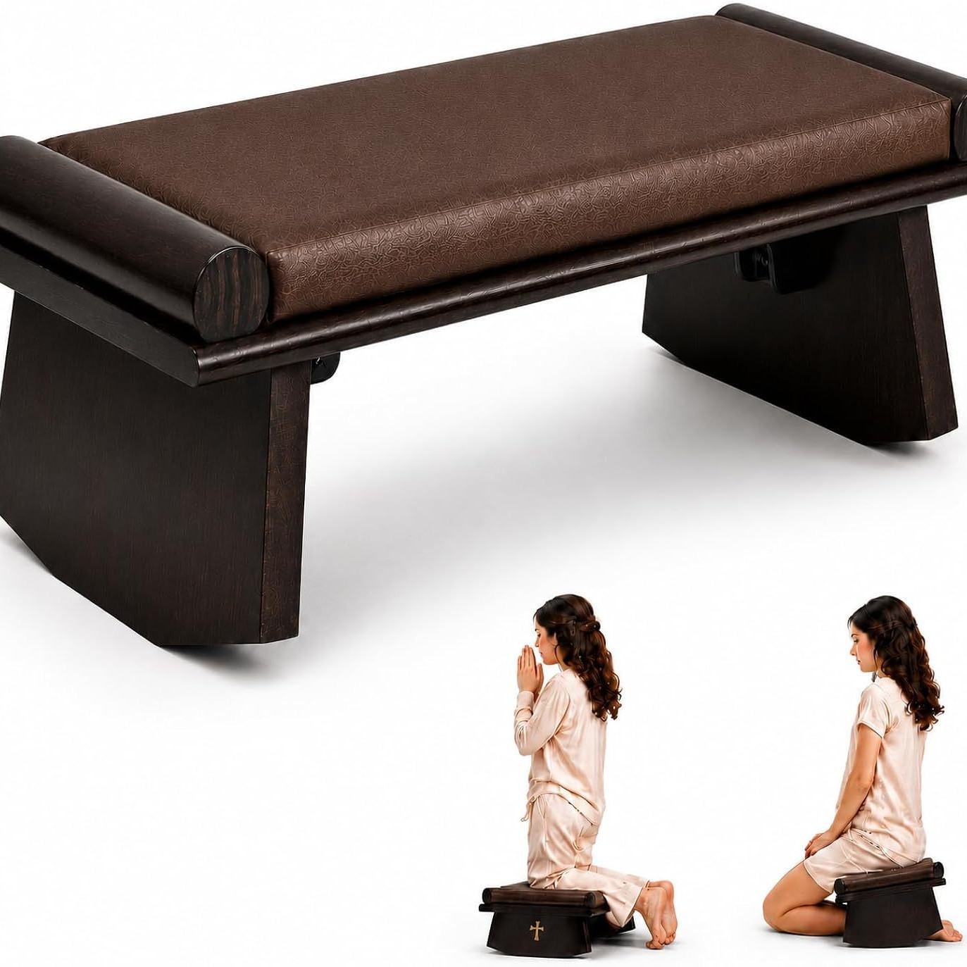 Cross-border solid wood kneeling stool Cross-border wooden praying kneeling stool Wooden removable cushioned prayer stool Sacrifice table