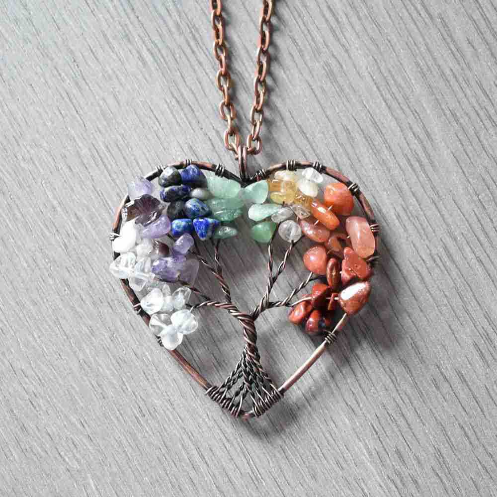 Simple Style Tree Heart Shape Artificial Crystal Beaded Handmade Womenu0027S Pendant Necklace 1 Piec
