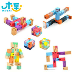 百変の正方形のルービックキューブのロボットの木製の変形の益智の奥数の知能のおもちゃの小学生の3-9歳の教具