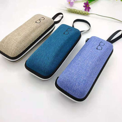 眼鏡盒復古小巧EVA拉鏈盒太陽鏡近視鏡眼睛盒麻布掛繩款方高