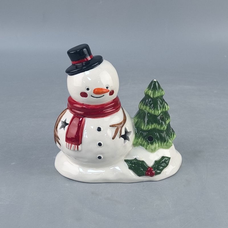 Decoración navideña Papá Noel Muñeco de nieve Hombre de jengibre Cerámica Luz electrónica Decoración pequeña Escena Decoración Accesorios Navidad
