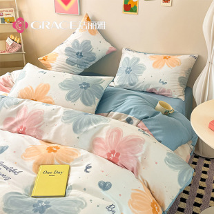 Jialiya 2025 Pure Cotton 12868 Printed Single Product Quilt Cover Pure Cotton Skin-Friendly Student Dormitory Home Available for Wholesale