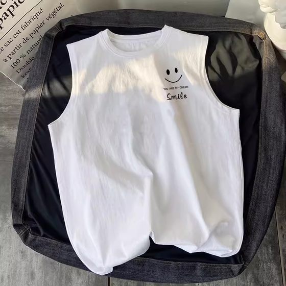 240g Summer New Pure Cotton Vest Men's Sports Loose Sleeveless T-shirt Men's Waistcoat Hurdles Japanese Style Top