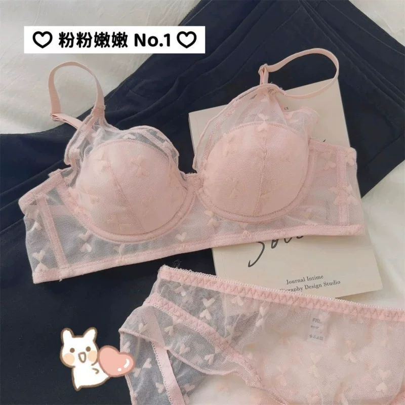 Thin underwear, push up bra, supporting wireless bra, sexy comfortable set