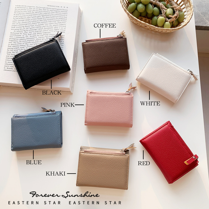 本革の質感和風財布女性 70% off クレジットカードバッグ折りたたみカードホルダー pu ライチ柄ジッパーコインポケット女性|undefined