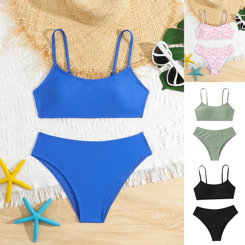 European and American New Children's Swimwear Girls' Split Bikini Big Kids Amazon Cross-border Swimwear in stock Bikini