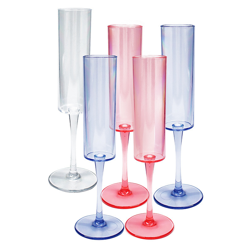 Cross-border exclusive supply of disposable champagne glasses 6OZ pink goblets, reusable for weddings and birthday parties