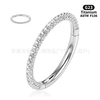 ASTM-F136 кольцо в носу из титанового сплава трехстороннее кольцо в носу с цирконом серьги G23 титановый сплав ювелирные изделия для пирсинга в европейском и американском стиле