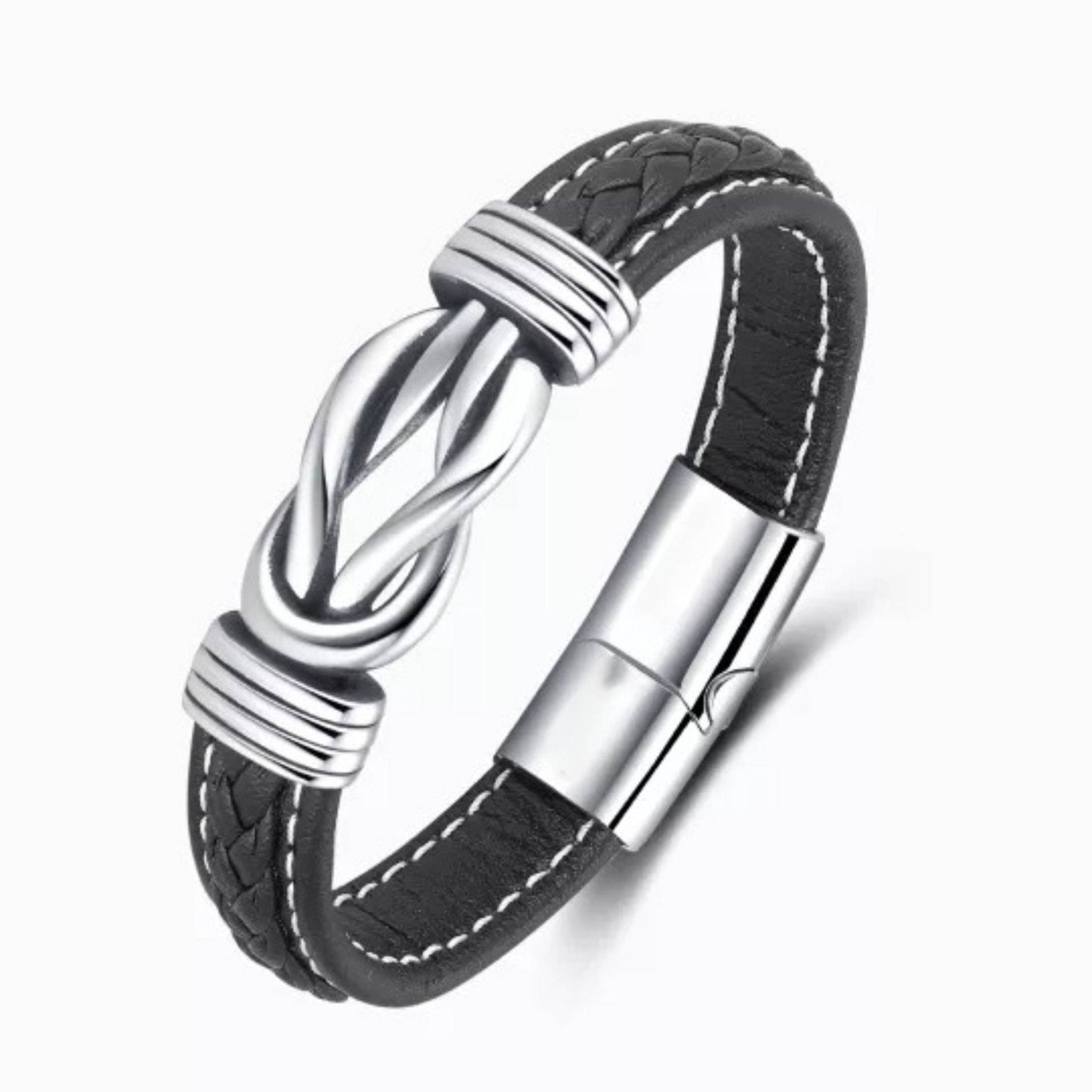 Men's Braided Leather Bracelet Waterproof Hypoallergenic Design_voghion.com