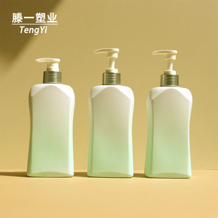 Customized Daily Chemical Packaging Material 300ml Shampoo Bottle Flat Bottle Frosted Feel Pet Plastic Bottle Daily Necessities Packaging