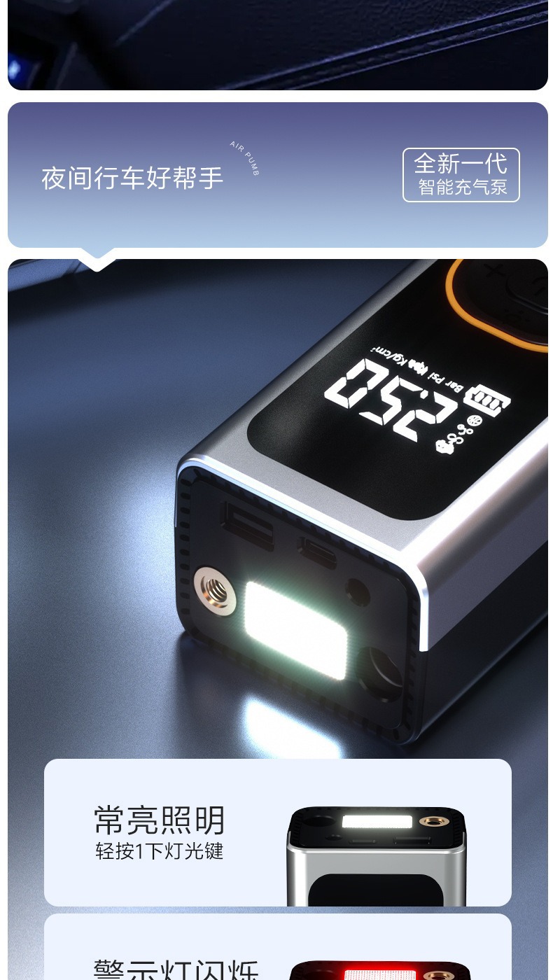 Cross-Border Wireless Portable Car Air Pump, High-Pressure Inflator for Rapid Inflation of Electric Car Tires
