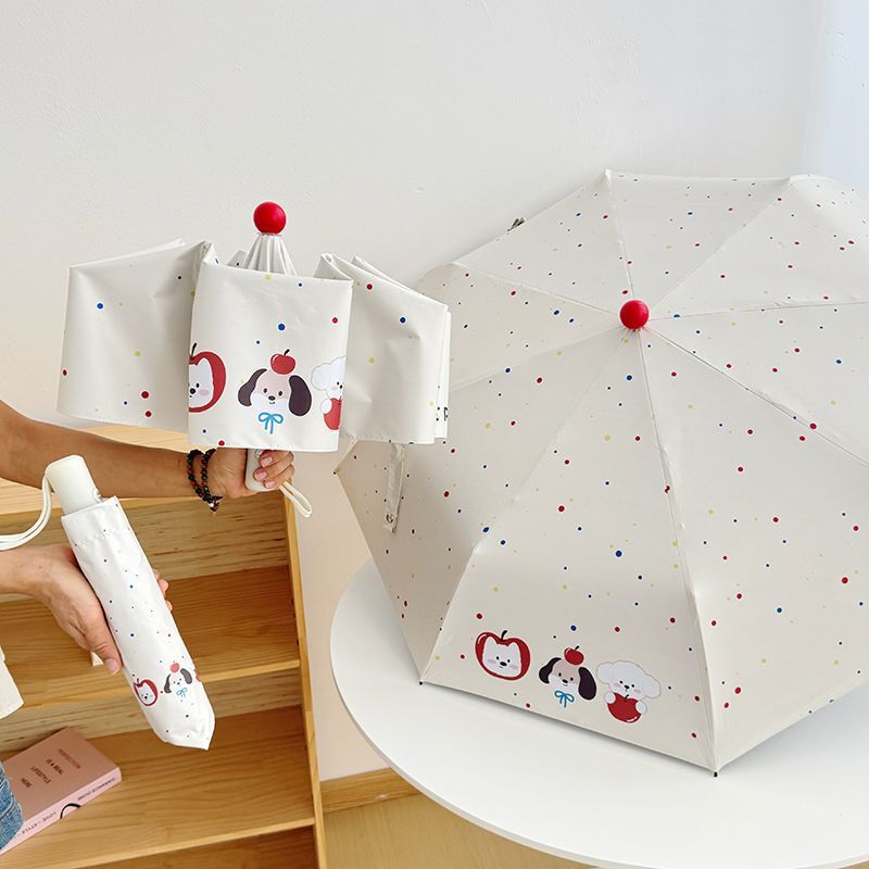 Wholesale Cute Fully Automatic Umbrellas for Girls, Sun Protection Uv Black Glue Sunshade Umbrellas, Dual-Purpose Student Folding Sun Umbrellas