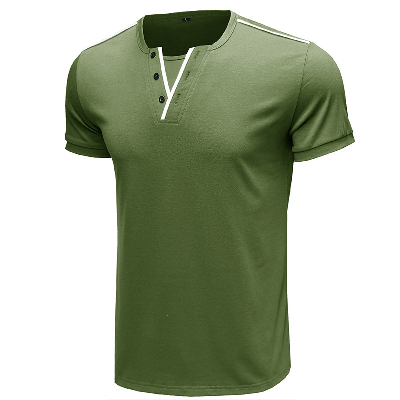 T-shirt uomo scollo a v maniche corte stile casual estivo_voghion.com