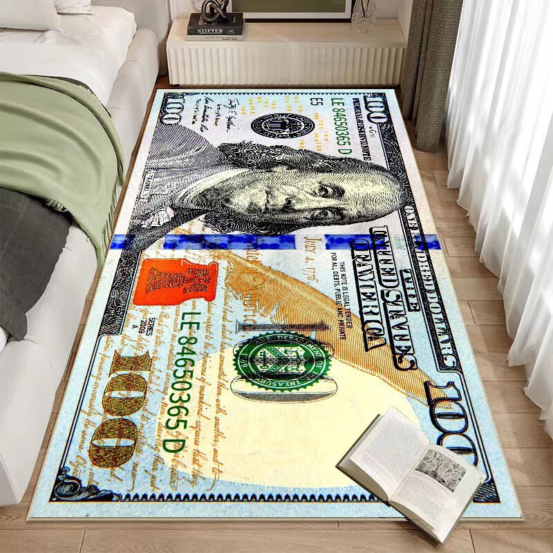 Cross-Border Temu Can Provide Creative Dollar-Themed Bedroom Bedside Decorative Carpets, Stain-Resistant and Easy-Care Floor Mats in Stock Cross-Border Temu Can Provide Creative Dollar-Themed Bedroom Bedside Decorative Carpets, Stain-Resistant and Easy-Care Floor Mats in Stock